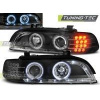Predné svetlá BMW E39, 1995-2003, Angel Eyes, čierne black, s LED smerovkou, manuál