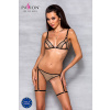 Passion GABI Set - dámska bielizeň, béžové s čiernymi detailmi
