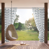Eurofirany Záves 155x240 cm vodoodolný matný polyester bielo-modrý na pútka na suchý zips GARDEN