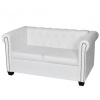 vidaXL 2-miestna pohovka Chesterfield, umelá koža, biela 242371
