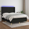 Box spring postel s matrací a LED černá 140x200 cm textil Černý 3139199