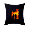 Hasiči pri zásahu - Vankúš 50x50 - 50x50 - Vrátane výplne ( Čierna )