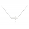 MINET Strieborný náhrdelník malý plochý kríž JMAS0129SN45