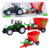 LeanToys Zelený zemědělský traktor Lean Toys s přívěsem a krmným míchadlem