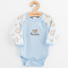 Dojčenské bavlnené body s dlhým rukávom New Baby Biscuits modrá 62 (3-6m)