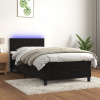 vidaXL Posteľ boxsping s matracom a LED čierna 90x190 cm zamat 3134257