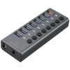 Renkforce RF-HUB-380 8 portů USB 3.1 hub (Gen 2) možné spínať jednotlivo, so stavovými LED, s hliníkovým krytom striebornočierná; RF-6049086