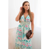 Kesi Dámske viskózové šaty bez ramienok 1101 s hlbokým výstrihom Farba: Tyrkysová, Veľkosť: UNI