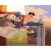 Maľovanie podľa čísel Letiaci superman s kryptom (DC Liga supermaznáčikov), 40x50 cm, vypnuté plátno na rám (6063821)