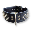 Obojok kožený 8cm + ostne - čierny (obvod 50-58)