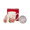 Porcelánový hrnček s infúzorom DUO SRDCE Ježko 360 ml