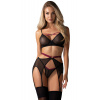 Komplet Obsessive Novenes 3-pcs set Farba: Čierna, Veľkosť: M/L