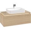 VILLEROY & BOCH Legato závesná skrinka pod umývadlo na dosku (umývadlo v strede), 1 zásuvka, s LED osvetlením, 1000 x 500 x 380 mm, Nordic Oak, B755L0VJ