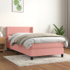 vidaXL Posteľný rám boxsping s matracom ružový 80x200 cm zamat - Ružová - 167466-101806
