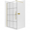 CERANO - Sprchová zástena Walk-in Onyx Round Ľ/P - 8 mm - guľatá vzpera - zlatá kartáčovaná, industriálne sklo - 90x200 cm
