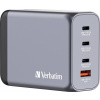 Verbatim GNC-200 GaN cestovní nabíječka, GaN, s adaptérem pro Evropu, s britským adaptérem, s americkým adaptérem, 1x USB A , 3x USB-C®, 200 W, Dodávka
