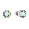 Strieborné náušnice pecka s kryštálmi Swarovski zelené okrúhle 31113.5