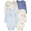 CARTERS CARTER'S Body dlhý rukáv Blue/Ivory chlapec 4ks 6m/ veľ. 68