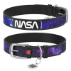 WAU DOG Kožený obojok so vzorom NASA 21 čierny Obvod krku: 27-36 cm, širka: 15 mm