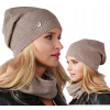 Set Cap, Chimney (Golf) Alur Autumn/Winter B1 Beige, hnedá (Brown set dámska čiapka a Chimney B1)