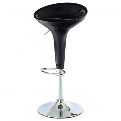 Autronic barová stolička, plast čierny/chróm AUB-9002 BK