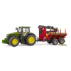 Bruder 3154 traktor John Deere 7R 350 se zadním přívěsem a 4 kládami