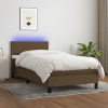 Posteľ boxsping s matracom a LED tmavohnedá 90x200 cm látka-ForU-3133048