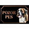 Moskovský strážny pes - Kovová tabuľka POZOR PES