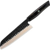 IZMAEL Damaškový kuchynský nôž Zankoku Santoku/Čierna/Hnedá 19.2 cm