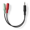 Nedis Nedis CAGB22150BK02 - Stereo Audio Kabel | 3,5mm Zástrčka -2x 3,5mm Zásuvka | 0.20 m | Kulatý | Černá