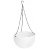 Kvetináč Strend Pro Modern, visiaci, závesný, biely, 26x16cm, s retiazkou a vešiakom