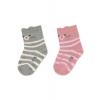 STERNTALER Ponožky protišmykové Mačička ABS 2ks 3D ušká light grey dievča veľ. 19/20 cm- 12-18 m