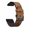 eses Silikónový remienok s pravou kožou pre Garmin EasyFit/QuickFit 26 mm Farba: svetlo hnedá