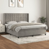 vidaXL Posteľný rám boxsping s matracom bledosivý 160x200 cm zamat - Sivá - 167714-102052