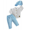 Mušelínová košeľa, nohavice + čiapky, 3D sada, Boy Z&Z, biela/modrá, veľ. 74 Z&Z