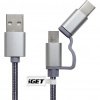iGET G2V1 - USB kabel Micro USB/ USB - C dlouhý pro veškeré mobilní telefony, včetně odolných