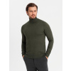 Ombre Men's knitted turtleneck with viscose - dark grey kaki XXL Ombre 5902228985945