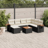 Zostava záhradného nábytku z ratanu VidaXL, čierna, 8-dielna