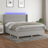 vidaXL Posteľ boxsping s matracom a LED bledosivá 160x200 cm látka - Sivá - 178322-112467