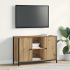 vidaXL TV skrinka Čierna Dub 101x35x65 cm Drevotriesková doska a Oceľ 862926
