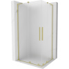 Mexen Velar L Duo posuvný sprchový kút 90 x 80 cm, matný, zlatý kartáčovaný - 871-090-080-02-33-55