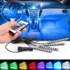 TFY No.5173 LED Lišta do auta vnútorné, 12V, RGB, farebné + diaľkové ovládanie, 4 ks