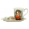HOME ELEMENTS Porcelánový hrnček 360 ml, s podšálkou, Mucha svetlý