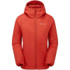 Ľahká zateplená bunda na zimnú horolezectvo. Dámska zateplená bunda Montane Respond Hooded je skvelá stredná vrstva alebo vonkajšia vrstva pre vysoko intenzí Saffron Red