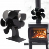 Komínový ventilátor poháňaný teplom, 6-lopatkový, čierny