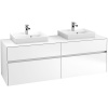 VILLEROY & BOCH Collaro závesná skrinka pod dve umývadlá na dosku, 4 zásuvky, s LED osvetlením, 1600 x 500 x 548 mm, White Matt, C021B0MS
