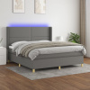 vidaXL Posteľ boxsping s matracom a LED tmavosivá 160x200 cm látka - Sivá - 68988-23806