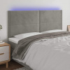 vidaXL Čelo postele s LED bledosivé 200x5x118/128 cm zamat