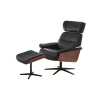 Relaxační otočné křeslo MANILA včetně taburetu (Černá)