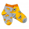 Baby Nellys Bavlnené veselé ponožky Myška a syr - žltá / sivá, veľ. 122/128